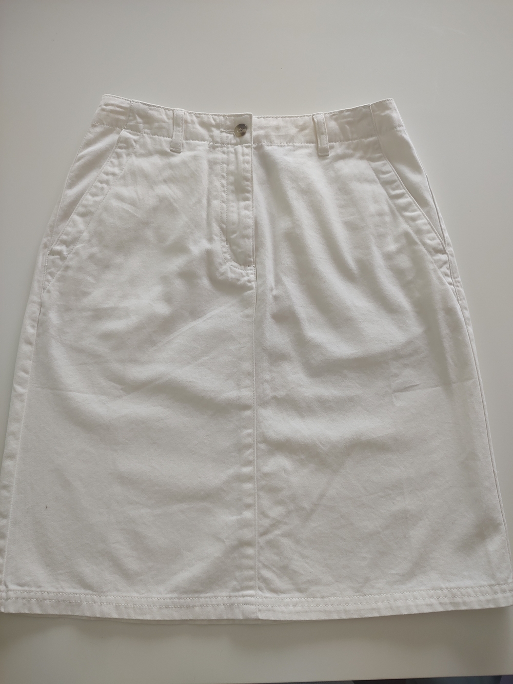 L.L. Bean White A-Line Cotton Skirt